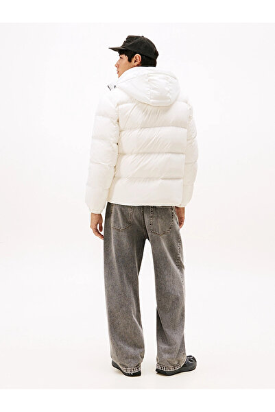 Tommy Hilfiger Erkek Marka Logolu Full Fermuarlı Kapüşonlu Günlük Kullanıma Uygun Beyaz1 Mont DM0DM1