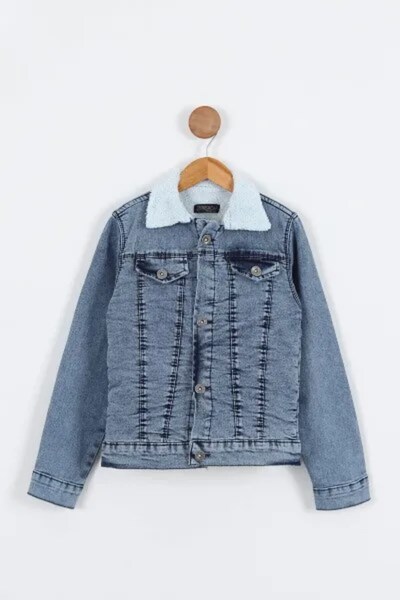 Ege Bebek Erkek Çocuk İçi Welsoftlu Kışlık Kot Ceket / Jean Ceket / Denim/ 2-17 Yaş Arası Beden Seçenekleri