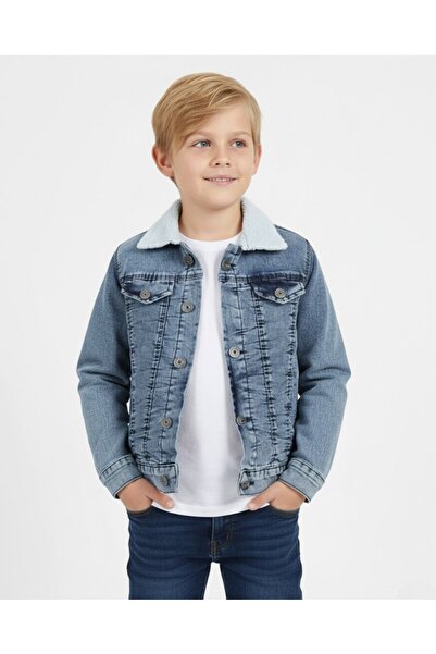 Ege Bebek Erkek Çocuk İçi Welsoftlu Kışlık Kot Ceket / Jean Ceket / Denim/ 2-17 Yaş Arası Beden Seçenekleri