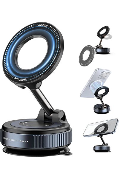 Generic Car Phone Holder for MagSafe, Vacuum Suction Cup Magnetic Mount (Black)