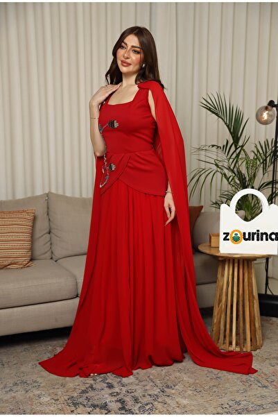 zourina Long red women's evening dress