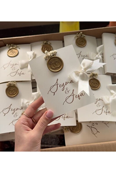 Mapel 15 Adet Kişiye Özel Balmumu Mühürlü Kart – Nişan, Düğün, Baby Shower, Doğum Günü