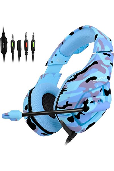 Onikuma K1 Gaming Headset - Over-Ear Stereo with Mic, Volume Control, Blue