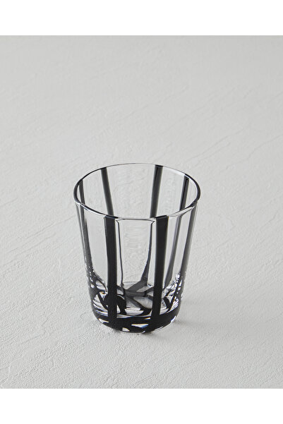 English Home Stripe Glass Handmade Cup 240 ml Black