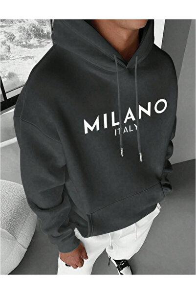 MOONBULL Ανδρικό φούτερ Milano με τύπωμα με κουκούλα από βαμβακερό τρίκλωνο ύφασμα