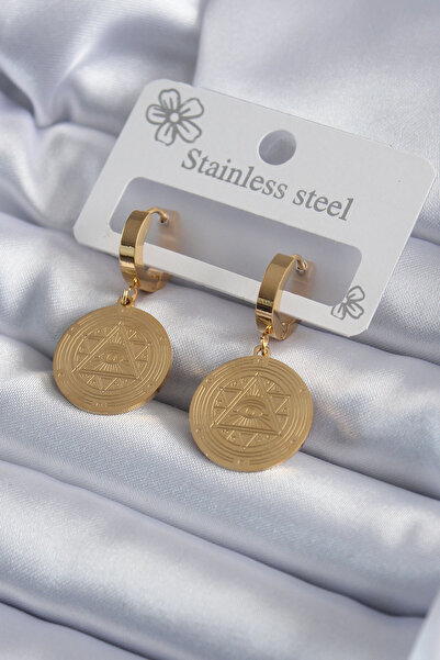 Skygo 316L Steel Gold Color Pentagram Processing Model Women's Earrings - TJ-BKP7975