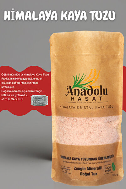 ANADOLU HASAT Himalaya kristal öğütülmüş Kayatuzu 500gr ve Çankırı Tuz sabunu
