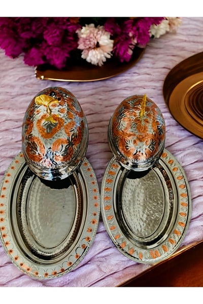BARITCIOGLU Copper Iskender Kebab Rice Serving Dish Set 25 and 30 cm