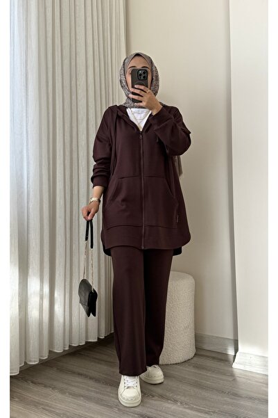 MERİÇ BOUTİQUE Fermuarlı kapşonlu 2li Spor takım(dikiş pat detaylı)