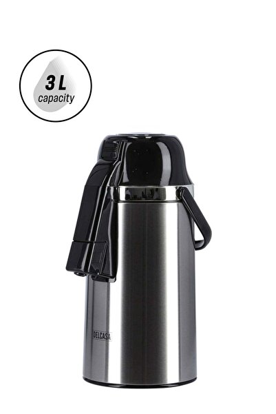 DELCASA قارورة إيربوت الزجاجية المفرغة من الهواء باللون الفضي/الأسود