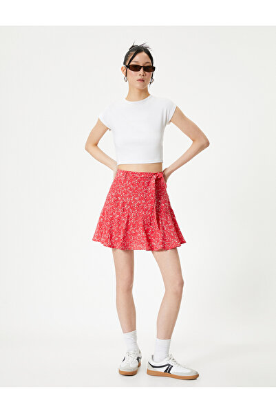 Koton Women's Red Floral Mini Skirt