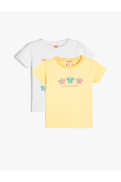 Koton Baby Girl's Yellow Basic T-Shirt Set