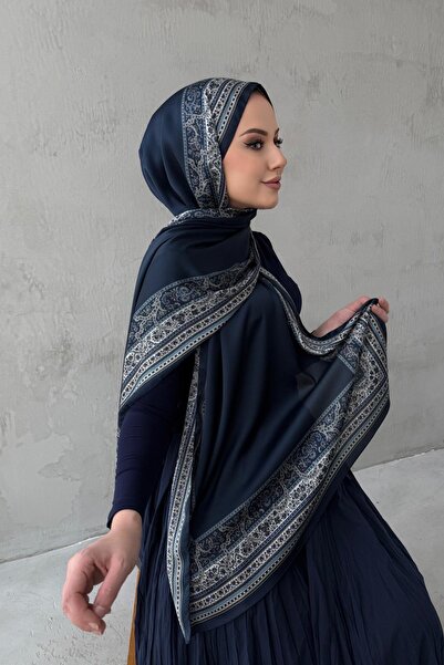 Byedauzunlar Navy Blue Bohemian Sandy Silk Shawl