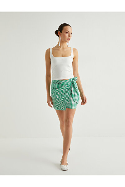 Koton Women's Green Mini Envelop Skirt