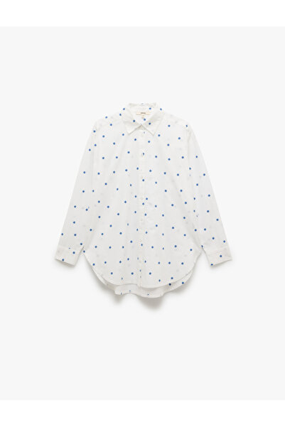 Koton Women's White Embroidered Oversized Shirt