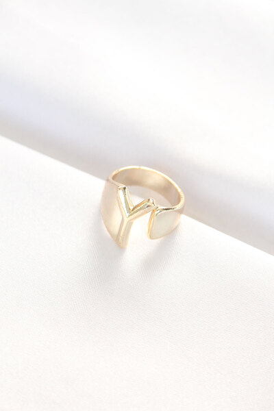 Skygo Gold Color Adjustable Ring with Letter Y - Tj-Byk3151