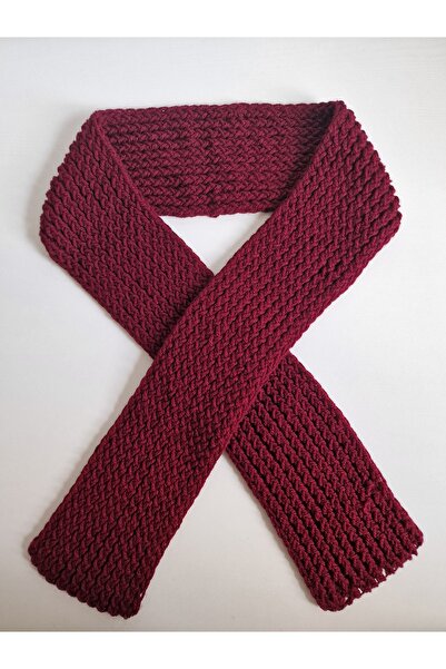 Hobi Kafe Hand Knitted Burgundy Color Adult Scarf