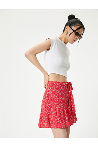 Koton Women's Red Floral Mini Skirt