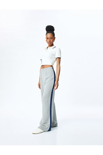 Koton بنطلون رياضي رمادي واسع الساق للنساء
