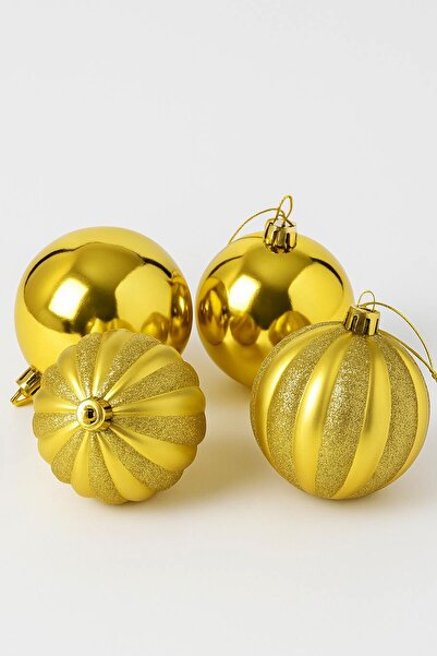 BeySüS Χριστουγεννιάτικο στολίδι για χριστουγεννιάτικο δέντρο 4 τεμάχια Χρυσές Μπάλες 10 εκ.