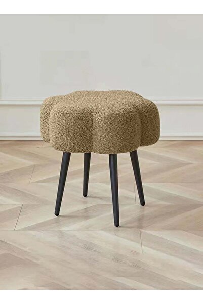 Taimi Boucle Fabric Chair Elegant Cloud Design with Metal Legs, 45H x 45W cm - Brown