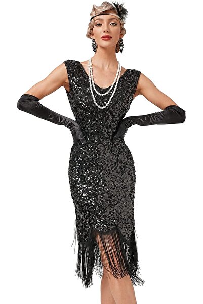 Bonfesta BOFUNX Γυναικείο φόρεμα με πούλιες, V λαιμόκοψη, μήκος μέχρι το γόνα...