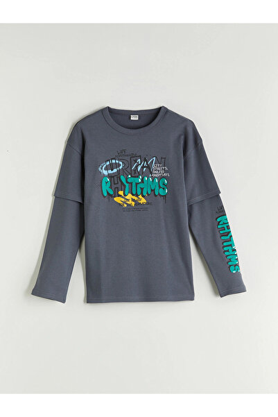 LC Waikiki Lcw Kids Gray Crew Neck Boy T-Shirt