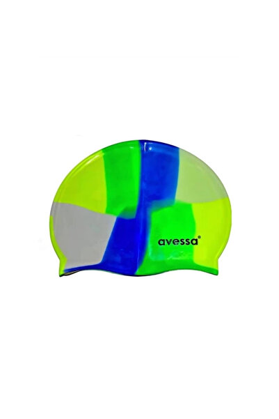 AVESSA Mc-906 Rainbow Silicone Swimming Cap Navy Blue-Green