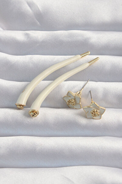 Skygo Brass Cream Color Botega Earrings - Tj-Bkp9169