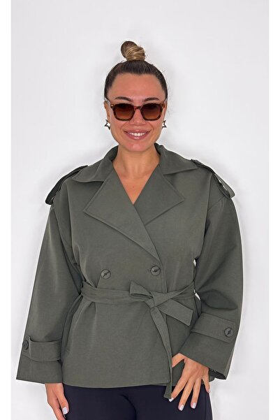 HT Boutique KISA YEŞİL TRENÇKOT