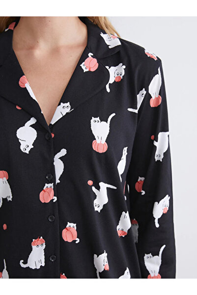 LC Waikiki Shirt Collar Printed Women's Pajamas Set