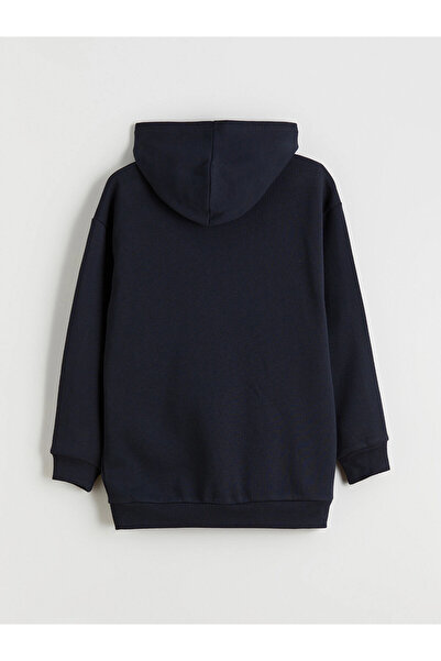 LC Waikiki LCW Kids Lacivert Kapüşonlu Baskılı Erkek Çocuk Fermuarlı Sweatshirt