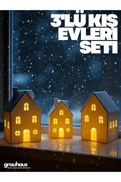GRAUHAUS 3’lü Işıklı Dekoratif Kış Evleri Seti Pinterest Yeni Yıl Dekoru