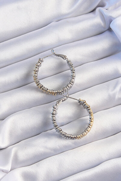 Skygo Brass Gold Silver Colored Serrated Hoop Earrings - Tj-Bkp9228