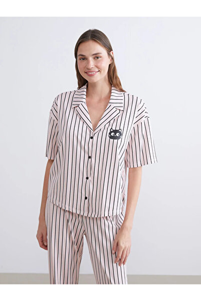 LC Waikiki Gömlek Yaka Çizgili Kadın Pijama Takım