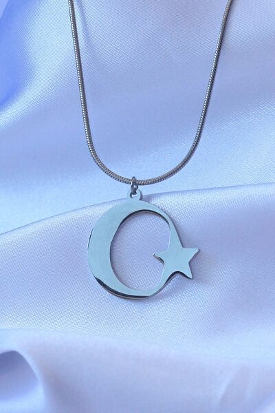 Skygo 316L Steel Silver Color Moon Star Model Unisex Necklace - Tj-Bko8882