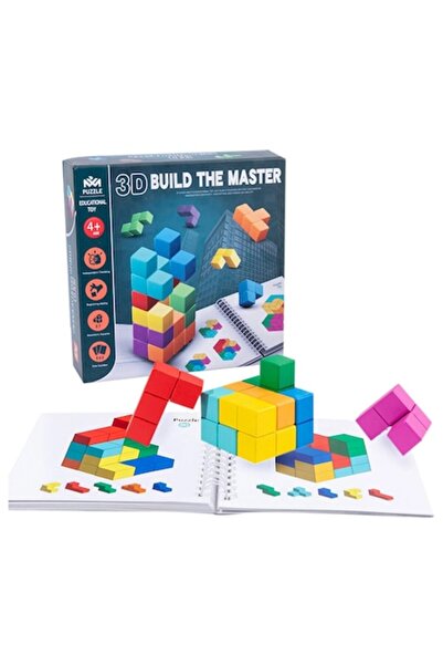 Toyska Joc educativ Build the Master - cuburi din lemn 3D Tetris, multicolore...