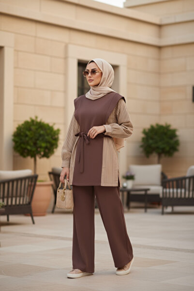 Aselim Hijap Moda Σετ Τσαντάκια Μαντίλας με δύο κλωστές από βαμβάκι |   Κομψό και άνετο καφέ καθημερινής συνδυασμού