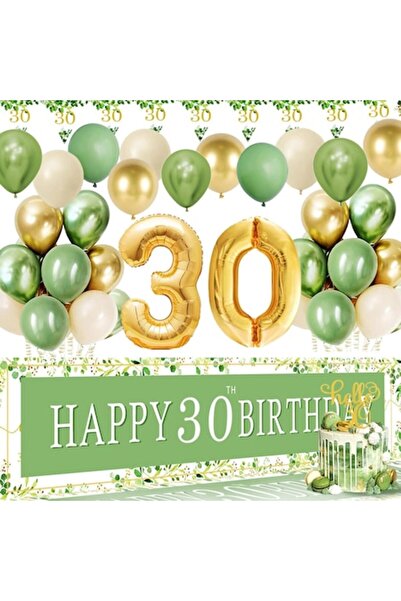 OEM Διακοσμήσεις με μπαλόνια για τα 30α γενέθλια, πράσινο φασκόμηλο, 43 τεμάχια