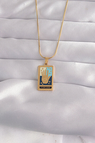Skygo 316L Steel Gold Color Mixed Enamel Hand Figure Tarot Necklace - Tj-Bko9035