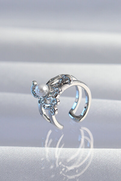 Skygo Brass Silver Color Octopus Earcuff Earring with Pearl - Tj-Bkp9332