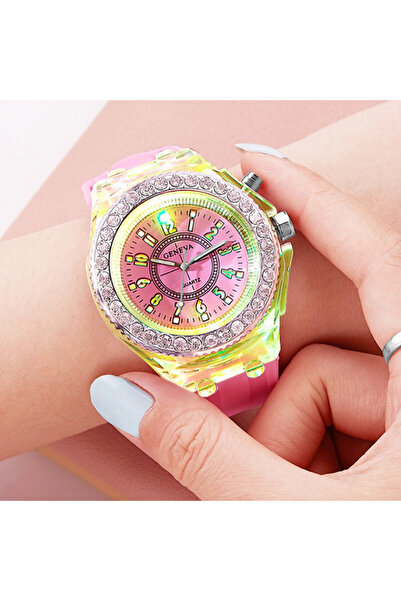 MNMYSTYLE Ceas activ LED - 7 jocuri de lumină colorate - 4 moduri de bliț - C...