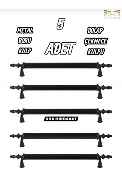 DNA HIRDAVAT Siyah Boru Kulp 96mm Metal Dolap Kulpu Çekmece Kulpu 9.6cm (5 Adet)