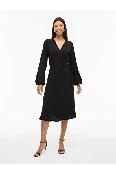 VILA Kleid mit V-Ausschnitt VILOVIE Midi