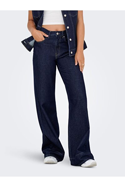 ONLY Jeans mit weitem Bein ONLLINEA Hohe Taille Weiter Beinschnitt Jeans