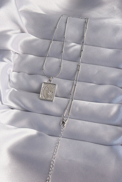 Skygo 316L Steel Chain Silver Color Zircon Cubic Zirconia Moon Star Figure Tarot Necklace - Tj-Bko9022