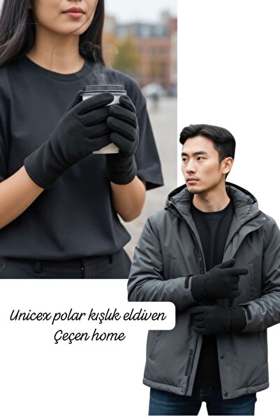 ÇEÇEN HOME Unisex Siyah Polar Eldiven Kışlık Eldiven (1 Adet)