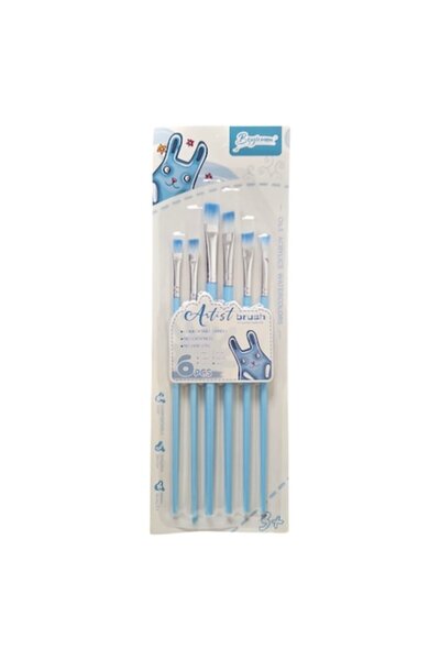 OEM Set of 6 plastic painting brushes, beveled tip, light blue