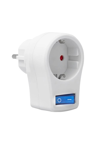 Powermaster PM-16816 Anahtarlı Akım Korumalı Tekli Priz 10 Amper - 2510 Watt Tekli Beyaz