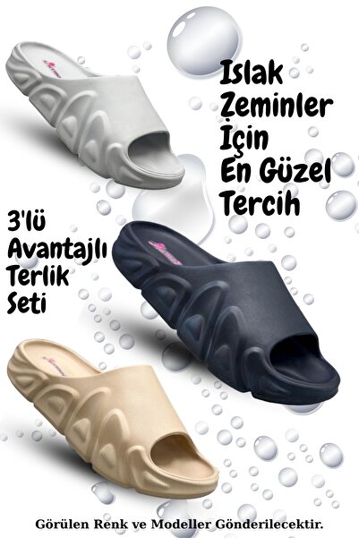 sermoda Τριπλό Σετ Παντόφλες Πισίνας - Unisex Παντόφλες Παραλίας Μπαλκόνι Πισίνας Street Casual Γυναικείες και Ανδρικές Παντόφλες